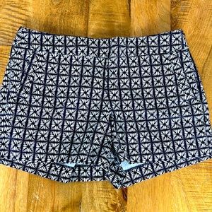 J. Crew Patterned Chino Navy And White Geo Shorts Women's Size 12